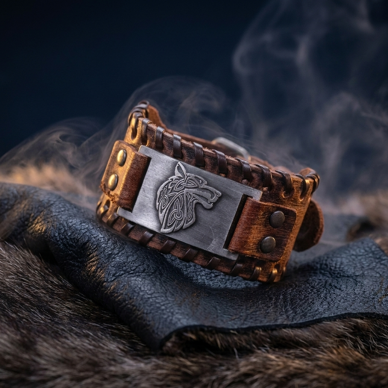 Bracelet Amulette Fenrir en contexte nordique angle vue alternative