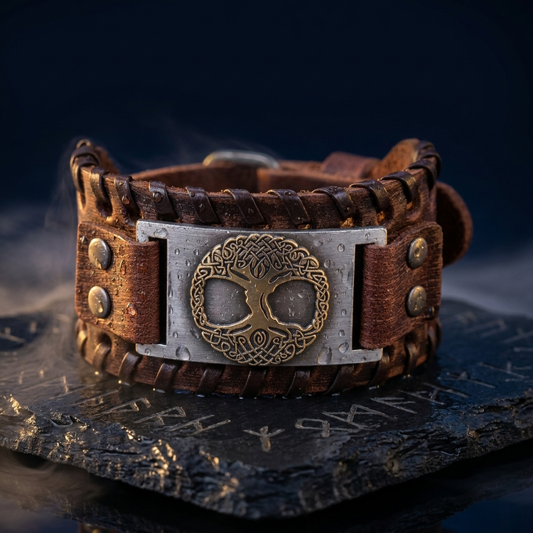 Bracelet Amulette Yggdrasil en contexte nordique