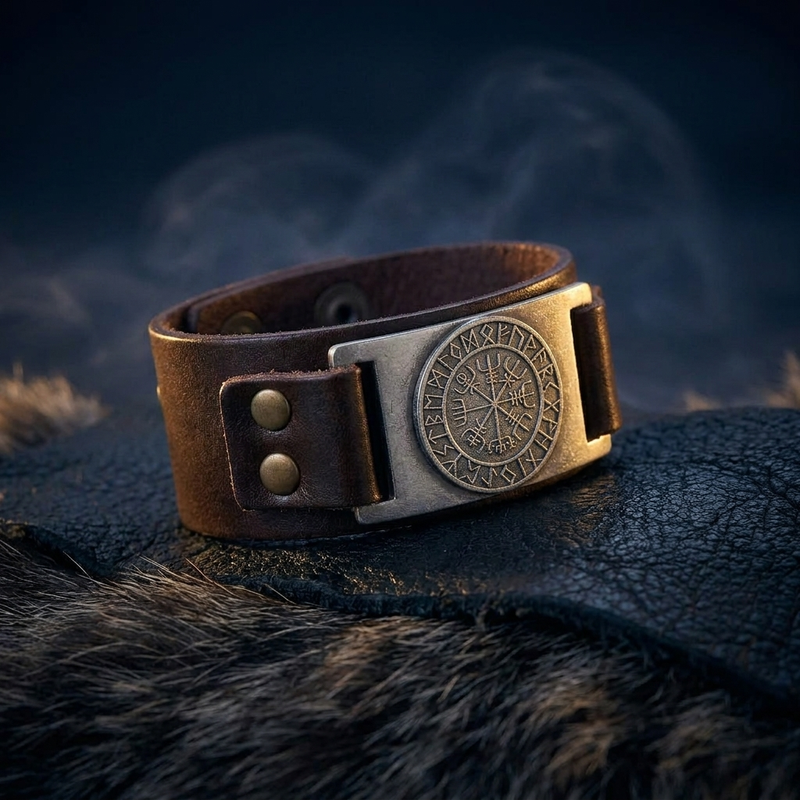 Bracelet Amulette Vegvisir en contexte nordique angle vue alternative