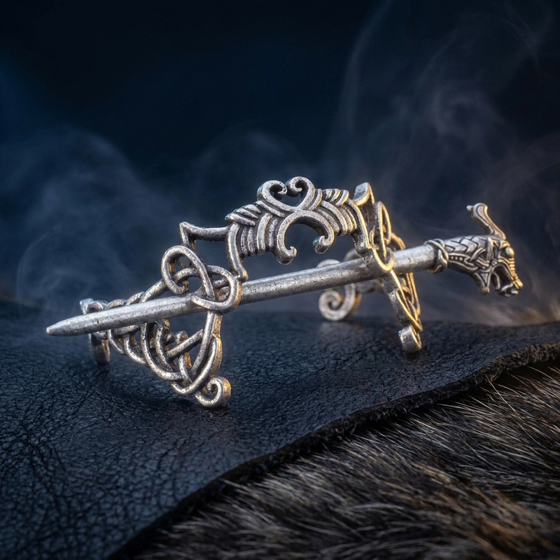 Broche à Cheveux Valkyrie en contexte nordique angle vue alternative
