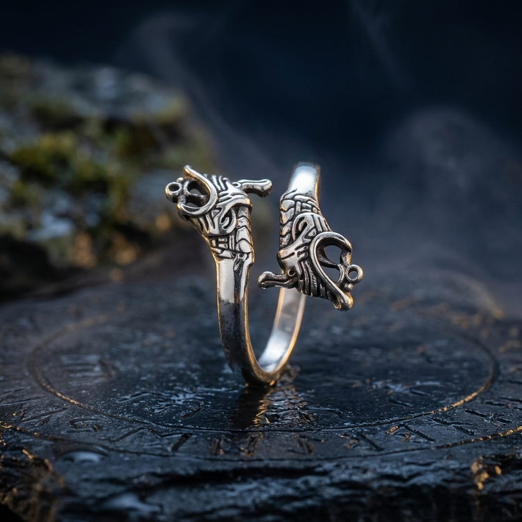 Anneau Viking Serpent de Midgard en contexte nordique