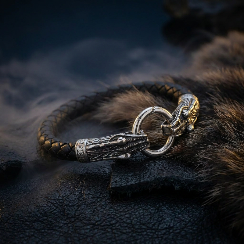 Bracelet Viking Serpent du Monde en contexte nordique angle vue alternative