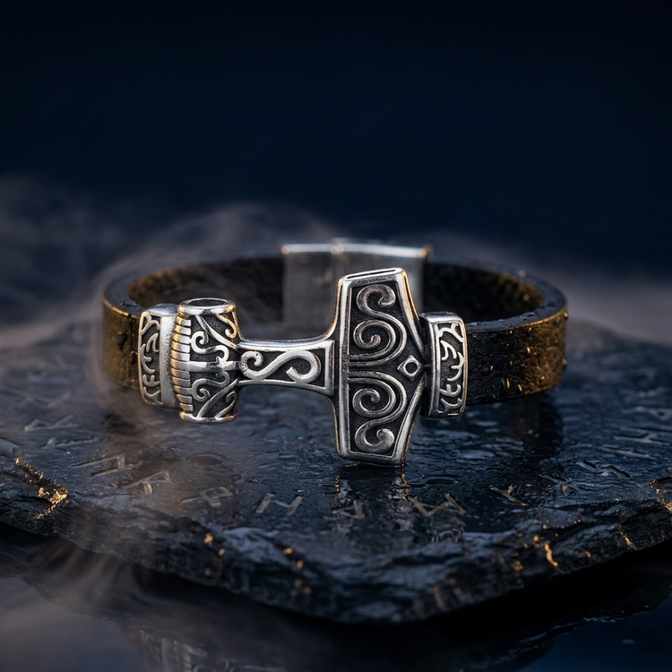 Bracelet Viking Marteau de Thor Mjöllnir en contexte nordique