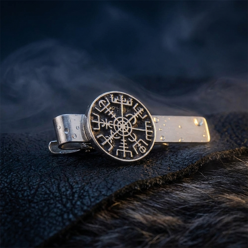 Pince à Cravate Viking Valknut en contexte nordique angle vue alternative