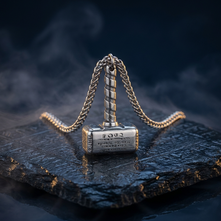 Pendentif Runes du Marteau de Thor en contexte nordique