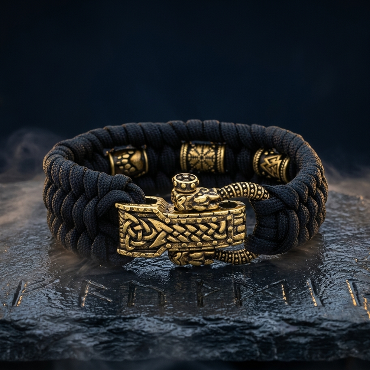 Bracelet Viking Valknut Paracord en contexte nordique
