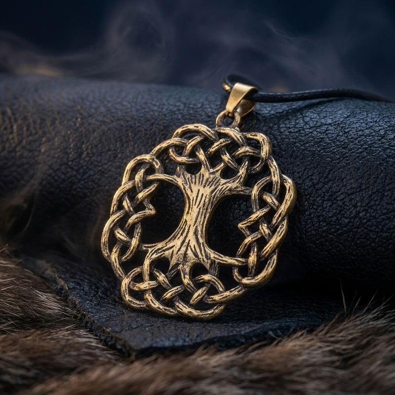 Pendentif Arbre de Vie Viking en contexte nordique angle vue alternative