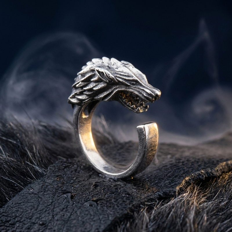 Anneau Fenrir en contexte nordique angle vue alternative