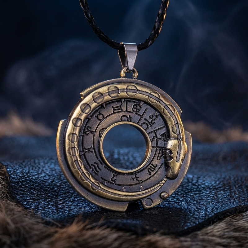 Collier Serpent Jörmungandr en contexte nordique angle vue alternative