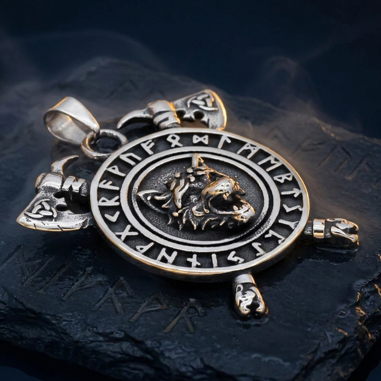 Amulette Viking Loup Fenrir en contexte nordique