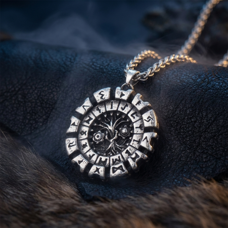 Collier Viking Arbre de Vie en contexte nordique angle vue alternative