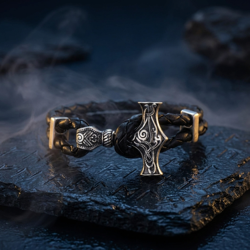 Bracelet Amulette Marteau de Thor en contexte nordique