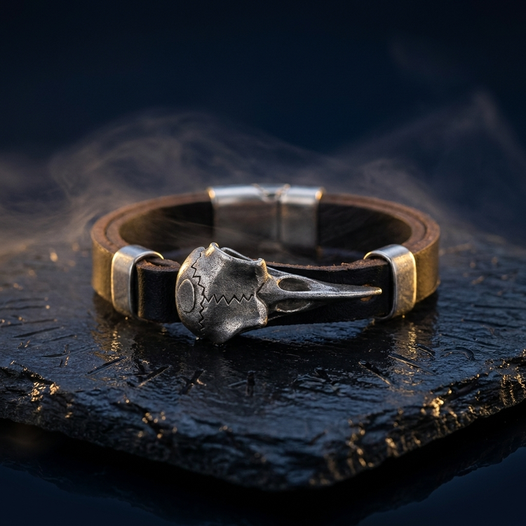 Bracelet Amulette Corbeau d'Odin en contexte nordique