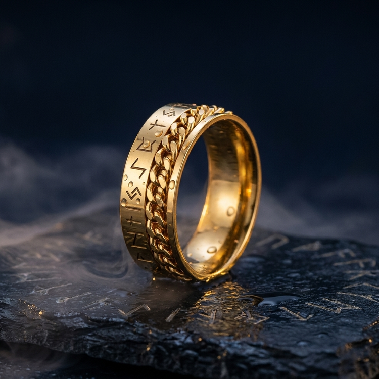 Anneau Viking Runes à Chaînes en contexte nordique