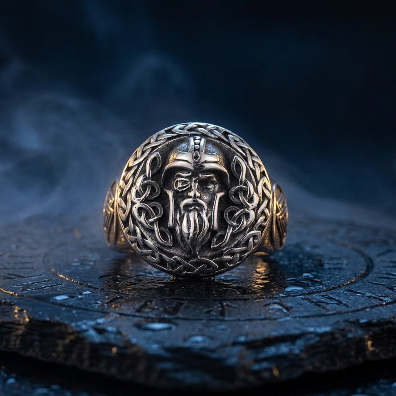 Bague Viking Noeud d'Odin en contexte nordique