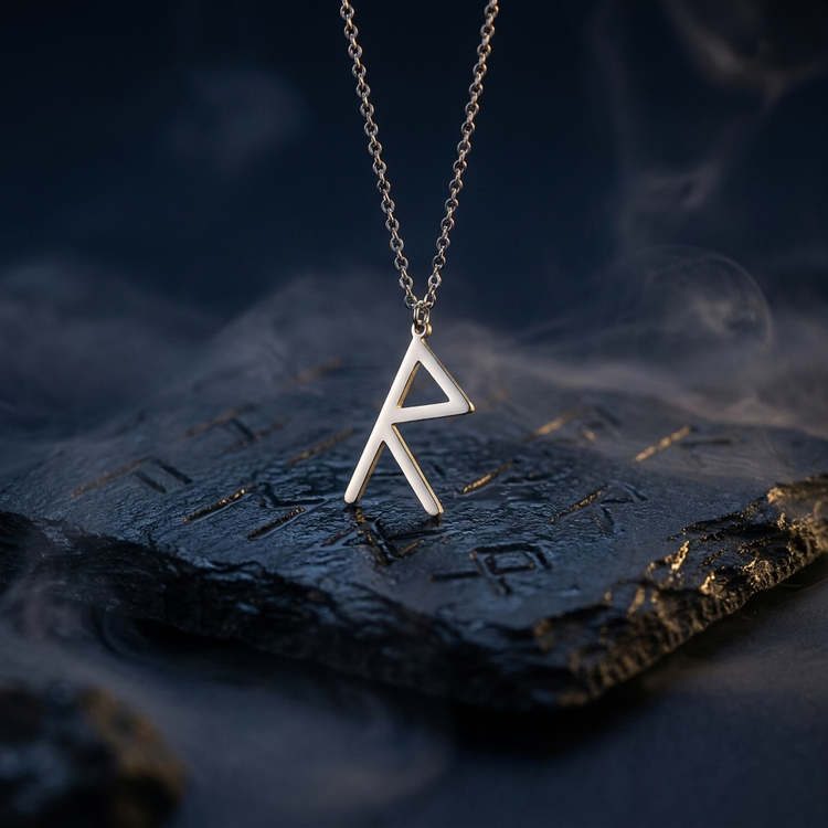Collier Viking Pendentif Runes Argenté en contexte nordique