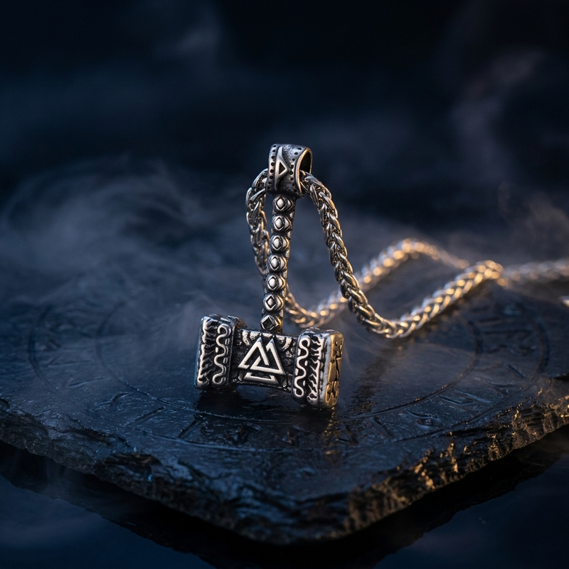 Pendentif Vegvisir du Marteau de Thor en contexte nordique