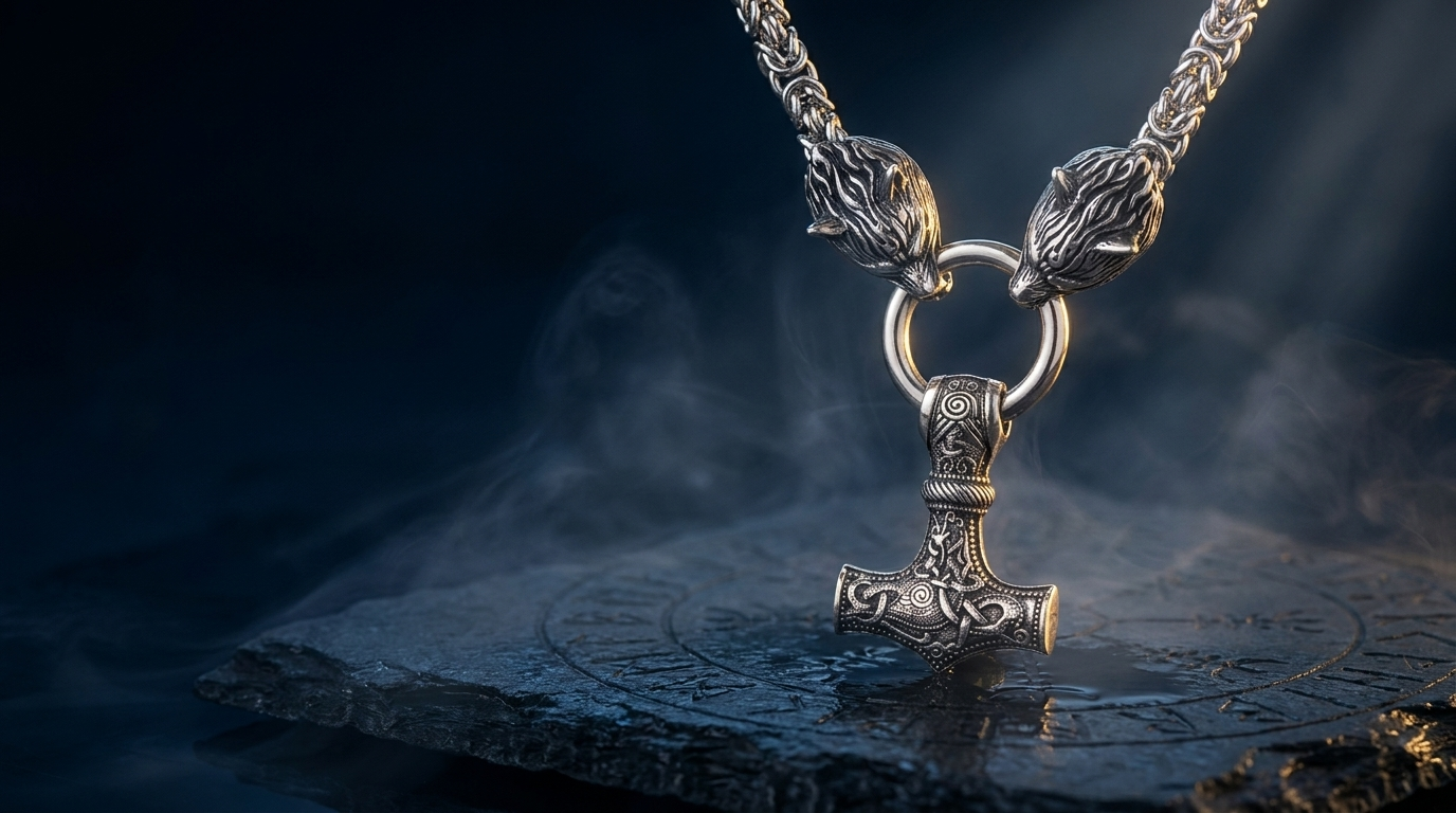Draak Viking hero pendentif loup Mjollnir