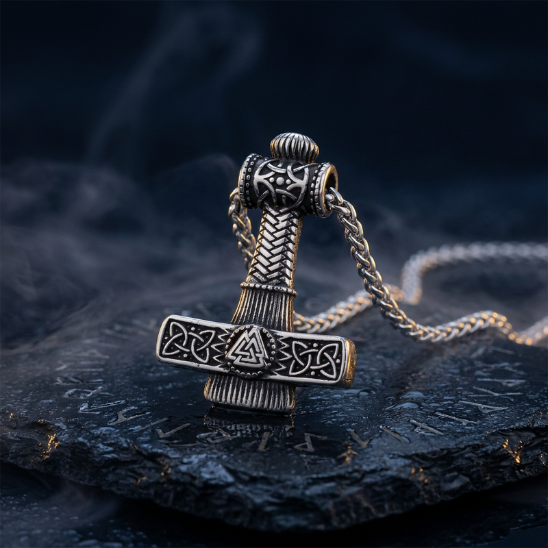 Pendentif Marteau de Thor Mjolnir en contexte nordique